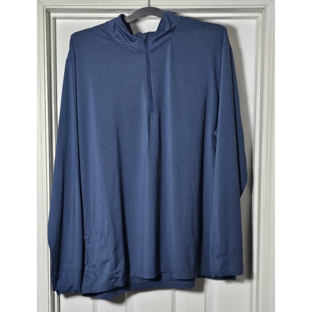 REI Co-op Pullover Mens 2XL Blue Quarter Zip Long Sleeve Hiking‎ Stretch Pocket